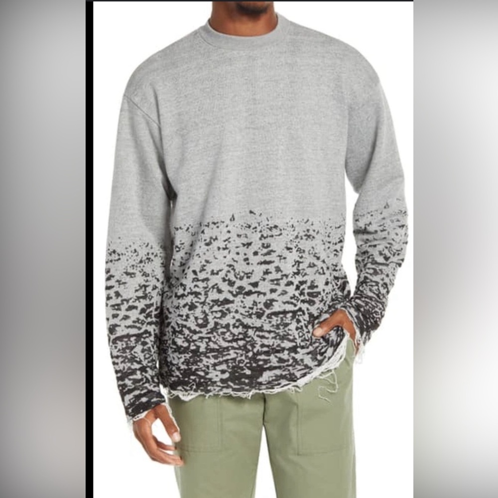 John Elliott Burn Out Mock Neck Sweatshirt - Grey